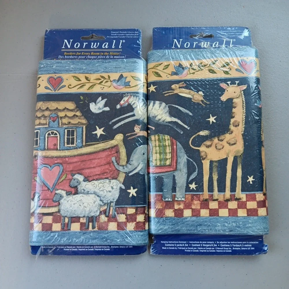 NOS Norwall Wallpaper Boarder Kids Room NOAHS ARC Set of 2 Susan Winger 10 Yards